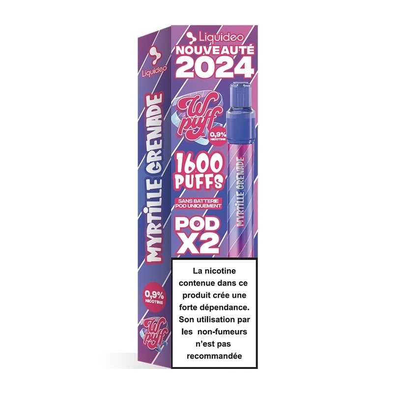 Wpuff 2.0 2 Pods saveur Myrtille Grenade - Liquideo pas cher