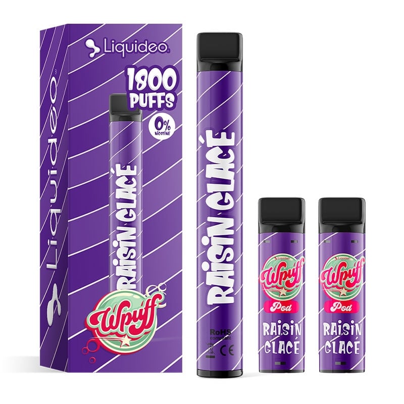 Wpuff 1800 1 Batterie + 3 Pods saveur Raisin Glacé - Liquideo pas cher