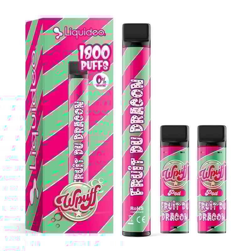 Wpuff 1800 1 Batterie + 3 Pods saveur Fruit du Dragon - Liquideo pas cher