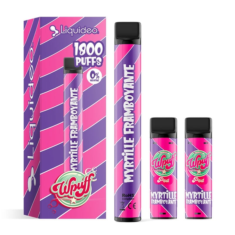 Wpuff 1800 1 Batterie + 3 Pods saveur Myrtille Framboyante - Liquideo pas cher