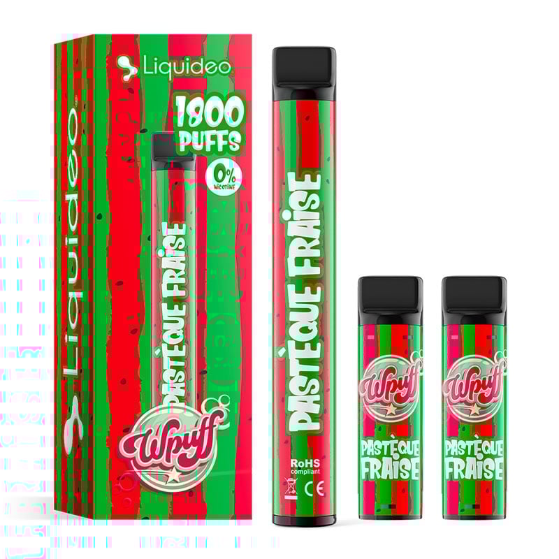 Wpuff 1800 1 Batterie + 3 Pods saveur Pastèque Fraise - Liquideo pas cher