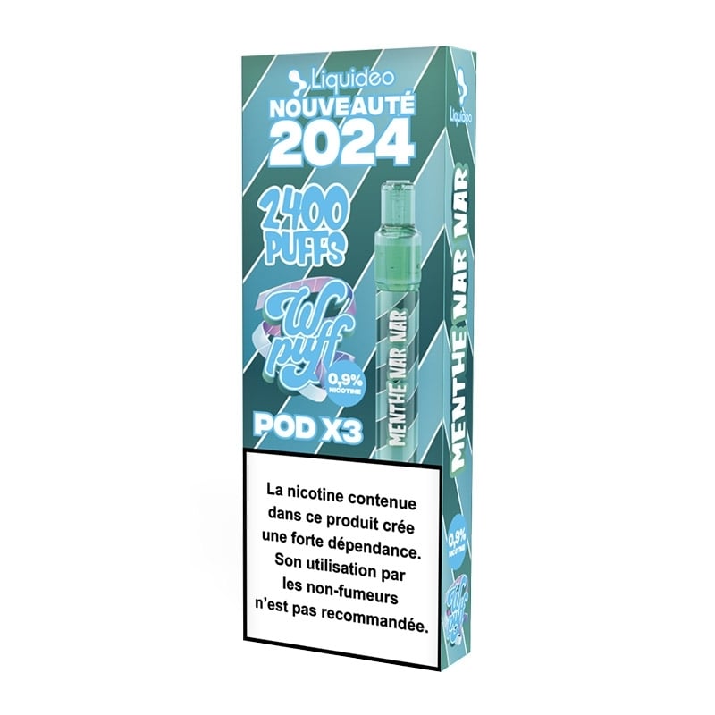 e-liquide Wpuff 2.0 1 Batterie + 3 Pods saveur Menthe Nar Nar - Liquideo pas cher