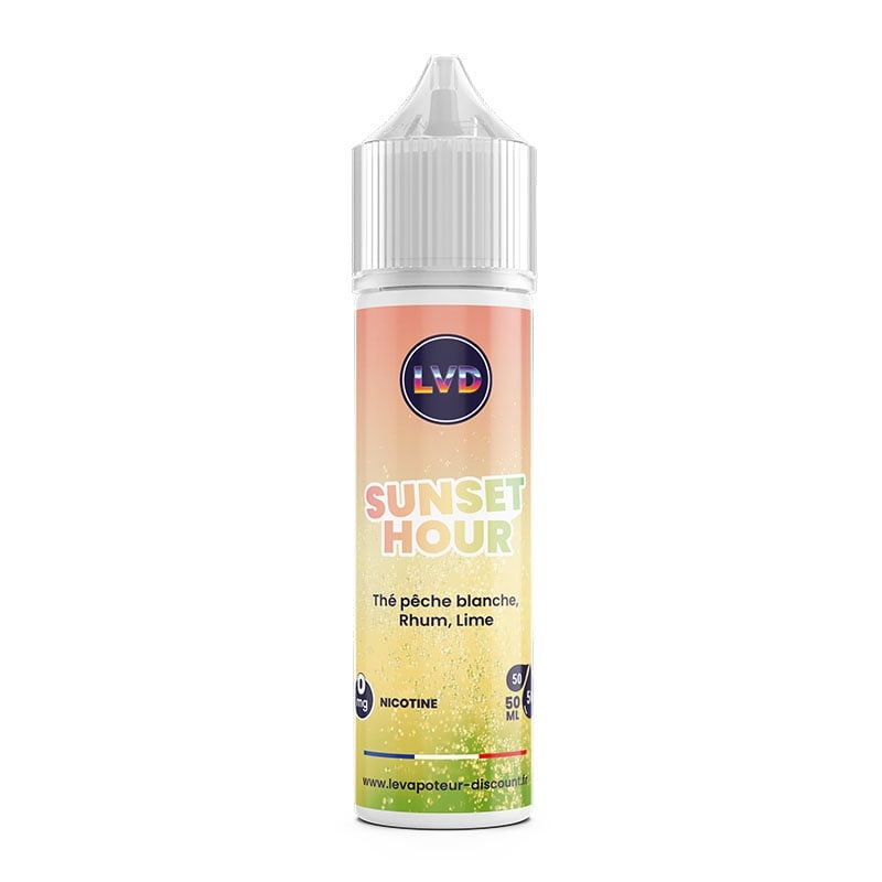 E-liquide Thé Pêche Blanche Rhum Lime frais 50 ml Sunset Hour pas cher | Le Vapoteur Discount