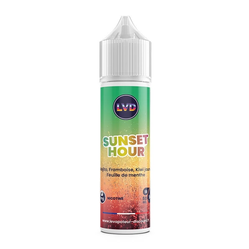 E-liquide Mojito Framboise Kiwi Jaune Feuille de Menthe frais 50 ml Sunset Hour pas cher | Le Vapoteur Discount