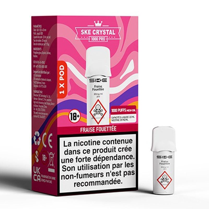 Cartouche Crystal saveur Fraise Fouettée - SKE pas cher