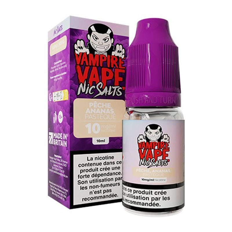e-liquide Pêche Ananas Pastèque Sels de Nicotine 10 ml - Vampire Vape pas cher