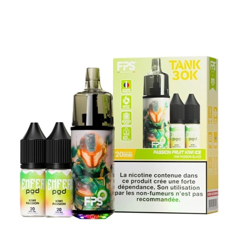 Cigarettes Electroniques Kit Tank 30K ENFER Passion Fruit Kiwi Ice - FPS pas cher