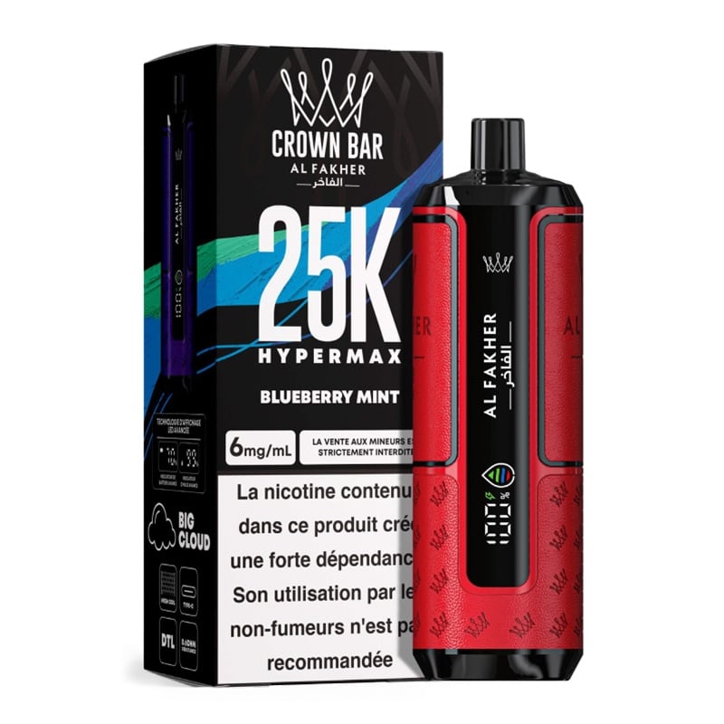 Puff Crown Bar HyperMax 25K Mint - Al Fakher pas cher