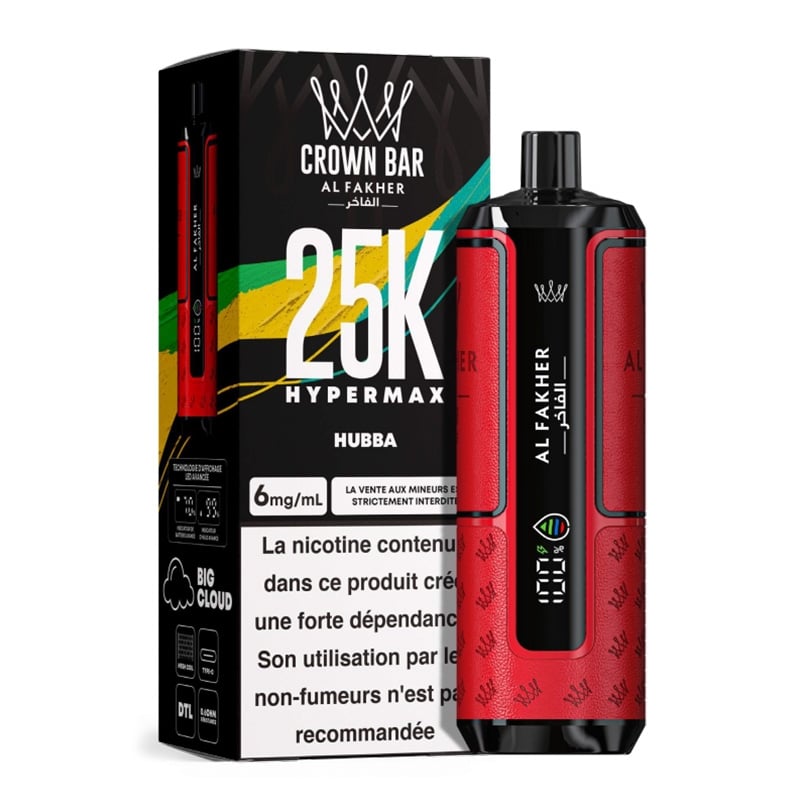 Puff Crown Bar HyperMax 25K Hubba - Al Fakher pas cher