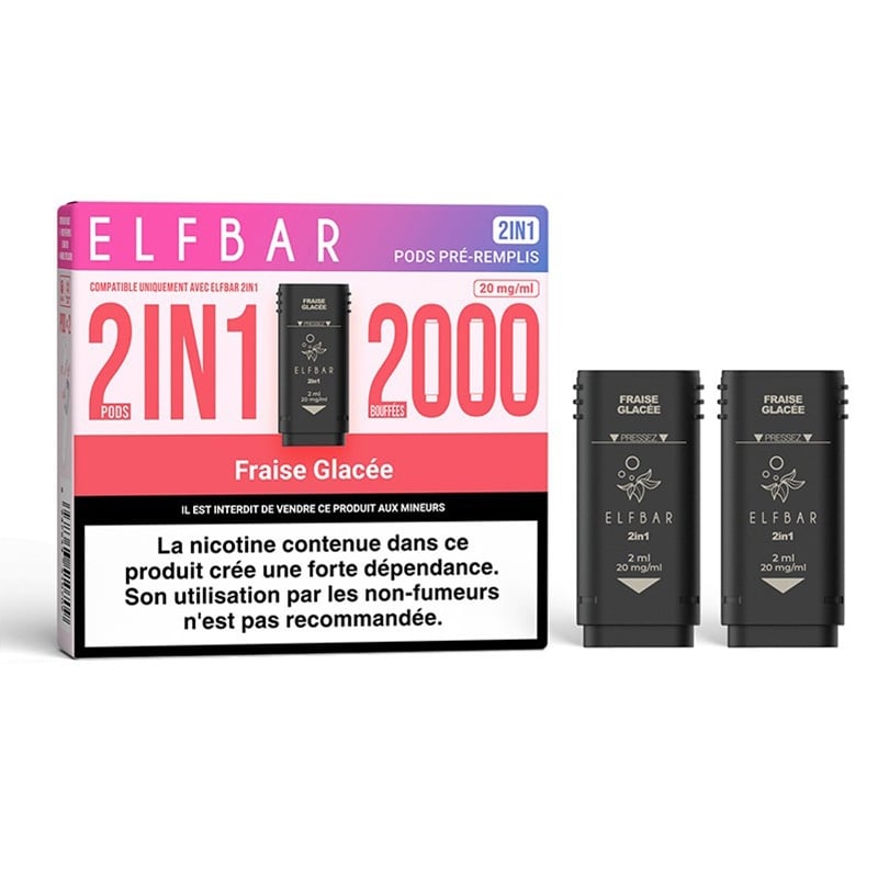 Cartouches ElfBar 2in1 Fraise Glacée - ElfBar pas cher