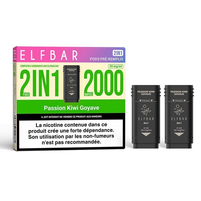 Cartouches ElfBar 2in1 Passion Kiwi Goyave - ElfBar pas cher