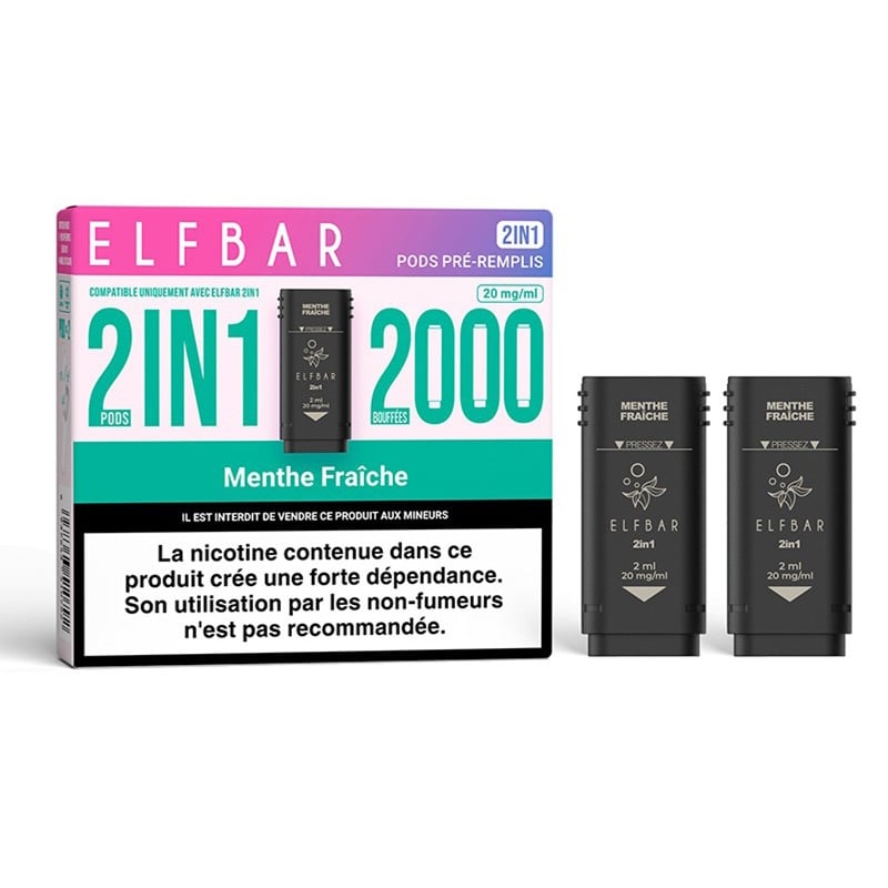 Cartouches ElfBar 2in1 Menthe Fraîche - ElfBar pas cher