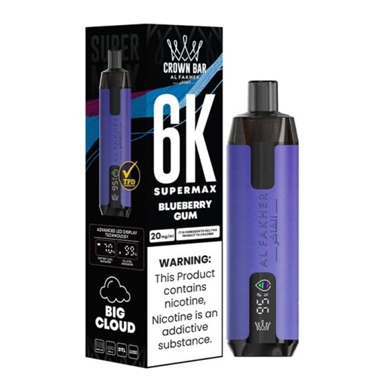 Puff Al Fakher Crown Bar 6K Blueberry Gum | Le Vapoteur Discount
