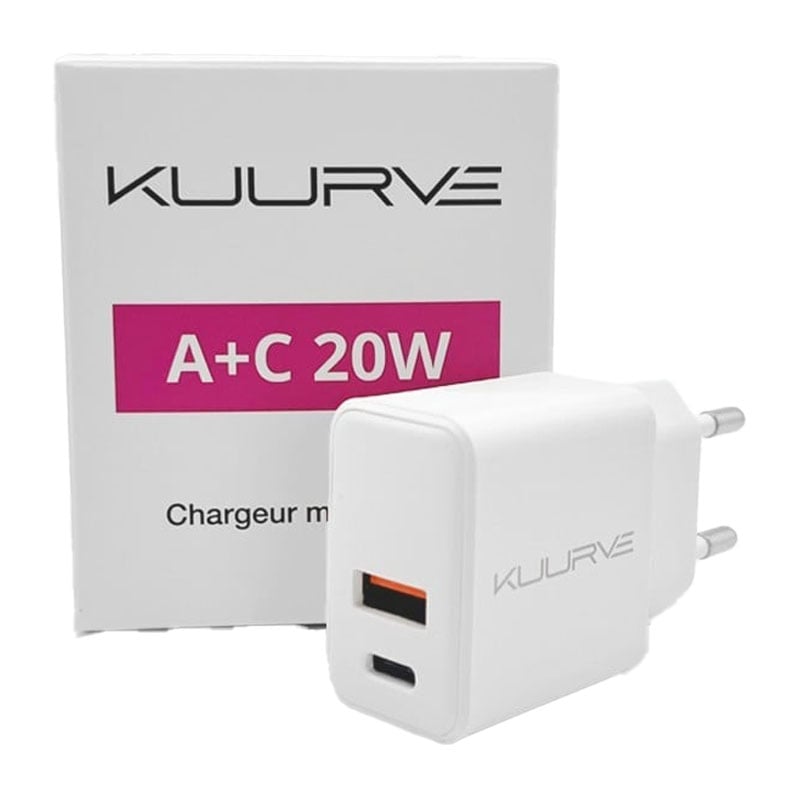e-liquide Adaptateur chargeur secteur USB + USB-C - Kuurve pas cher