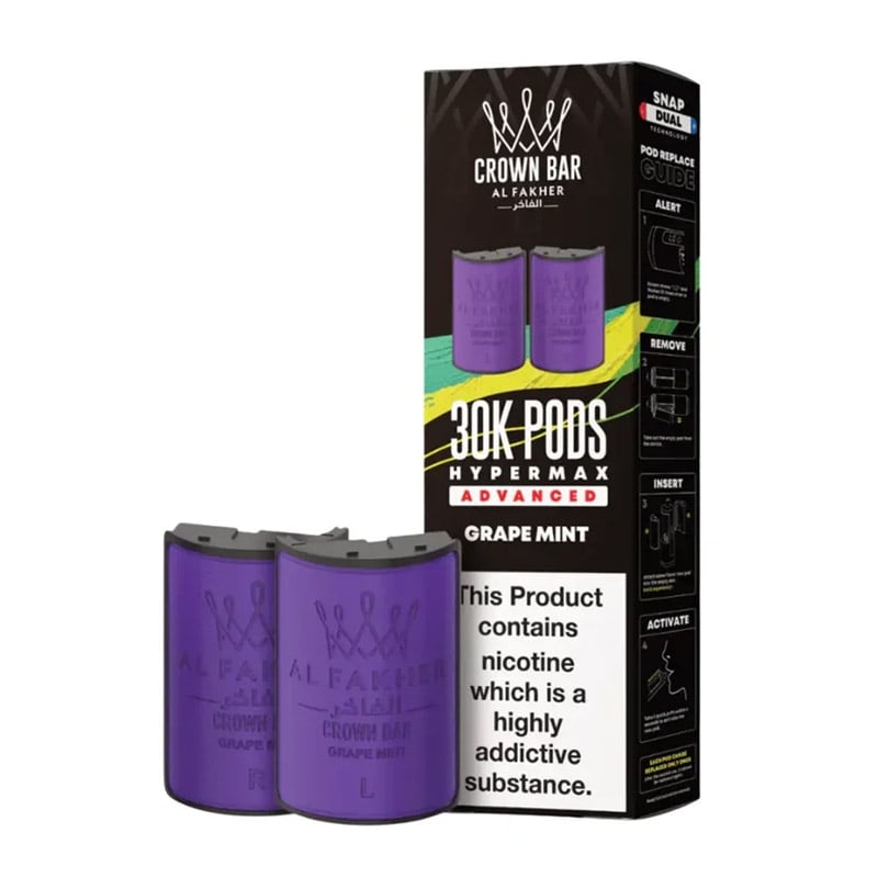 Cartouches HyperMax Advanced 30K Grape Mint 10 ml - Al Fakher pas cher