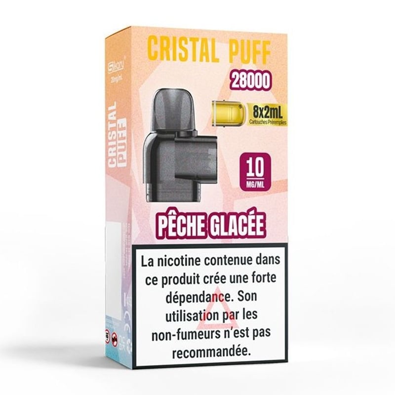 Cartouche Cristal Puff 28K Pêche Glacée - Cristal Puff pas cher