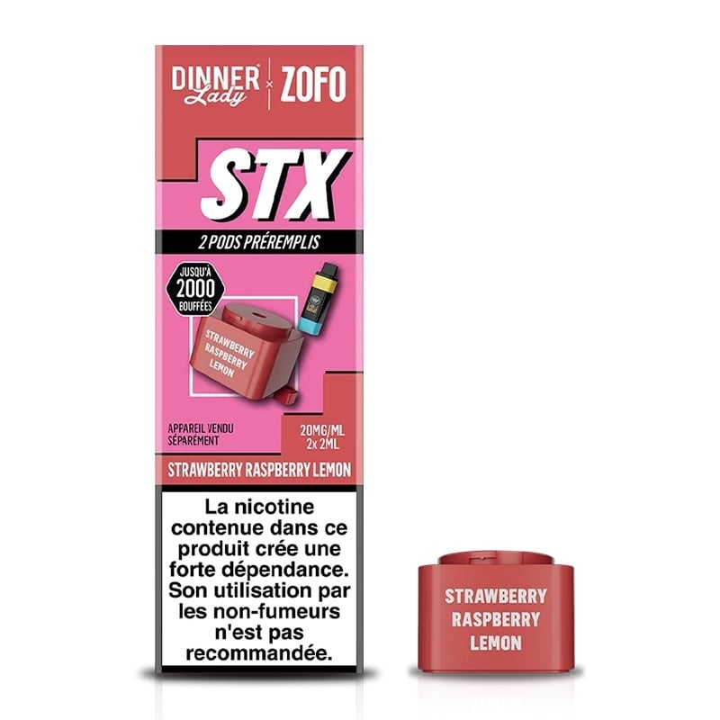 Cartouches STX 4 en 1 Strawberry Raspberry Lemon 2 ml (x2) - Dinner Lady pas cher