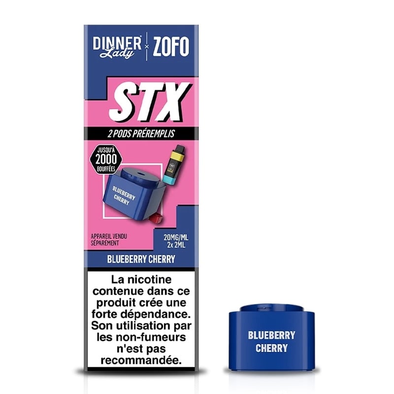 Cartouches STX 4 en 1 Blueberry Cherry 2 ml (x2) - Dinner Lady pas cher