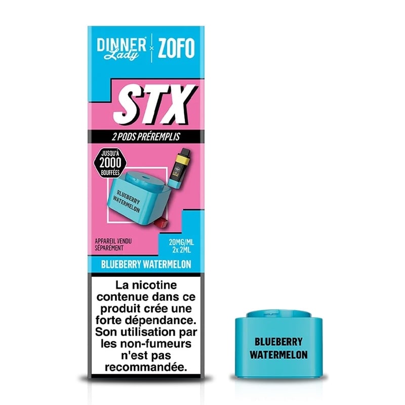Cartouches STX 4 en 1 Blueberry Watermelon 2 ml (x2) - Dinner Lady pas cher