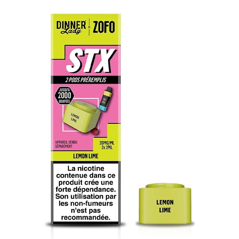 Cartouches STX 4 en 1 Lemon Lime 2 ml (x2) - Dinner Lady pas cher