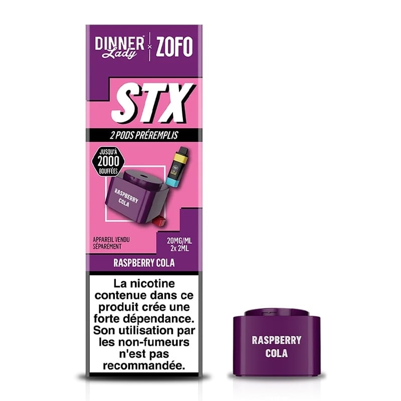 Cartouches STX 4 en 1 Raspberry Cola 2 ml (x2) - Dinner Lady pas cher