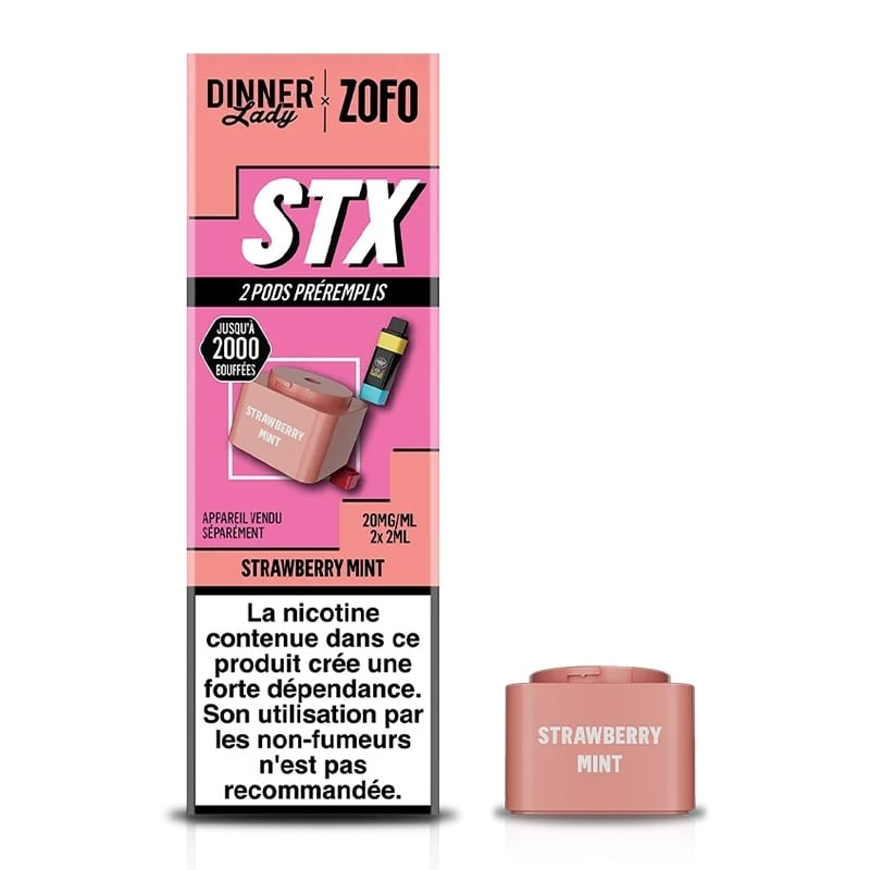 Cartouches STX 4 en 1 Strawberry Mint 2 ml (x2) - Dinner Lady pas cher