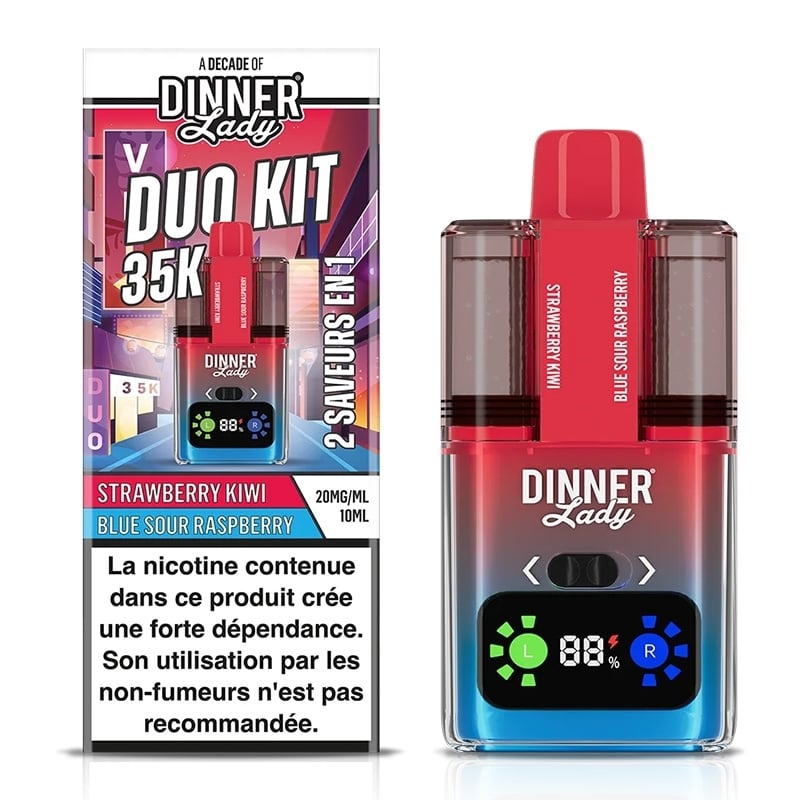 Puff Dinner Lady Duo 35K 2 en 1 Strawberry Kiwi & Blue Sour Raspberry | Le Vapoteur Discount