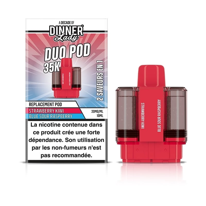 Capsule recharge Duo 35K 2 en 1 Strawberry Kiwi & Blue Sour Raspberry - Dinner Lady pas cher