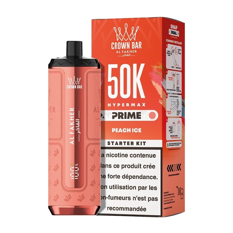 Puff Crown Bar HyperMax Prime 50K Peach Ice - Al Fakher