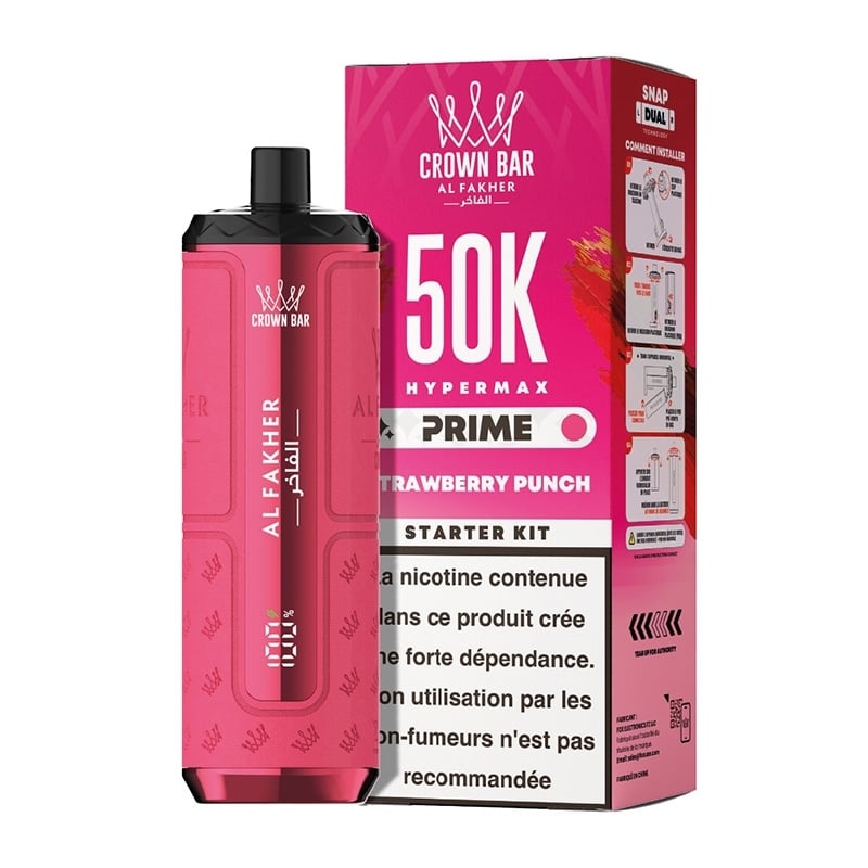 Puff Crown Bar HyperMax Prime 50K Strawberry Punch - Al Fakher