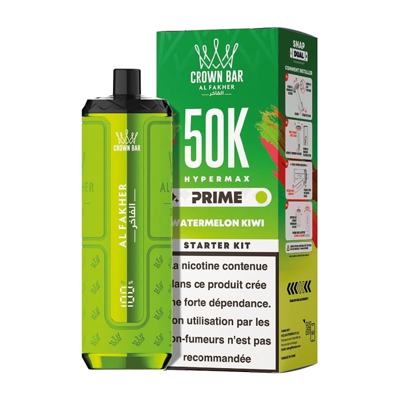 Puff Al Fakher Crown Bar HyperMax Prime 50K Watermelon Kiwi | Le Vapoteur Discount