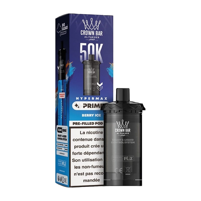 Cartouche Crown Bar HyperMax Prime 50K Berry Ice 10 ml - Al Fakher pas cher