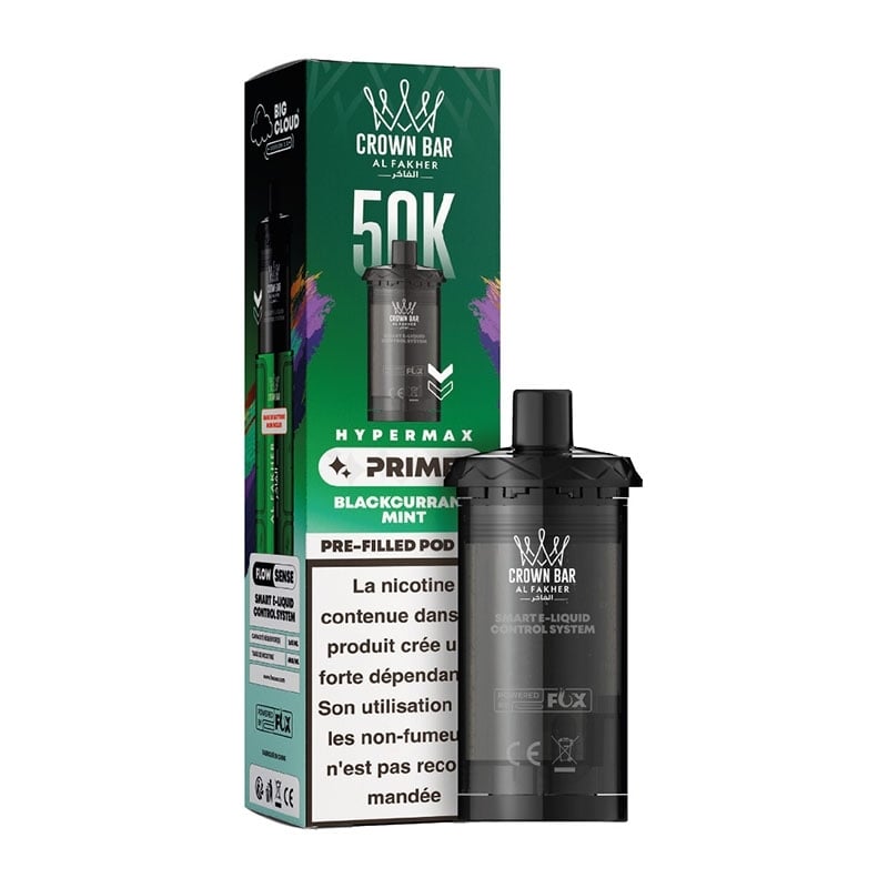 Cartouche Crown Bar HyperMax Prime 50K Blackcurrant Mint 10 ml - Al Fakher pas cher