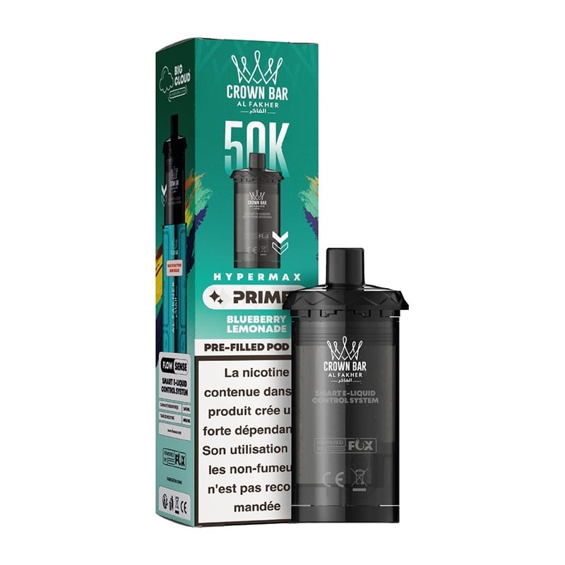 Cartouche Crown Bar HyperMax Prime 50K Blueberry Lemonade 10 ml - Al Fakher pas cher