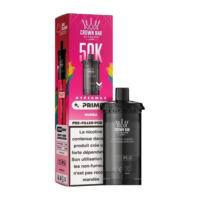 Cartouche Crown Bar HyperMax Prime 50K Hubba 10 ml - Al Fakher pas cher