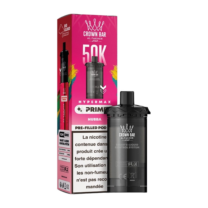 Crown Bar HyperMax Prime 50K Hubba Cartridge 10 ml - Al Fakher pas cher