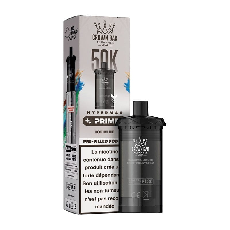 Cartouche Crown Bar HyperMax Prime 50K Ice Blue 10 ml - Al Fakher pas cher