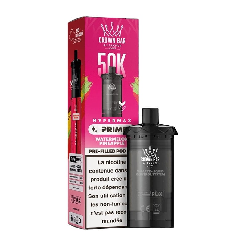 Crown Bar HyperMax Prime 50K Watermelon Pineapple 10 ml Cartridge - Al Fakher cheap
