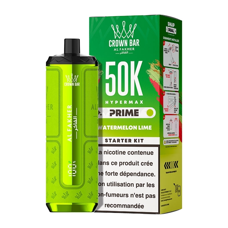 Puff Crown Bar HyperMax Prime 50K Watermelon Lime - Al Fakher