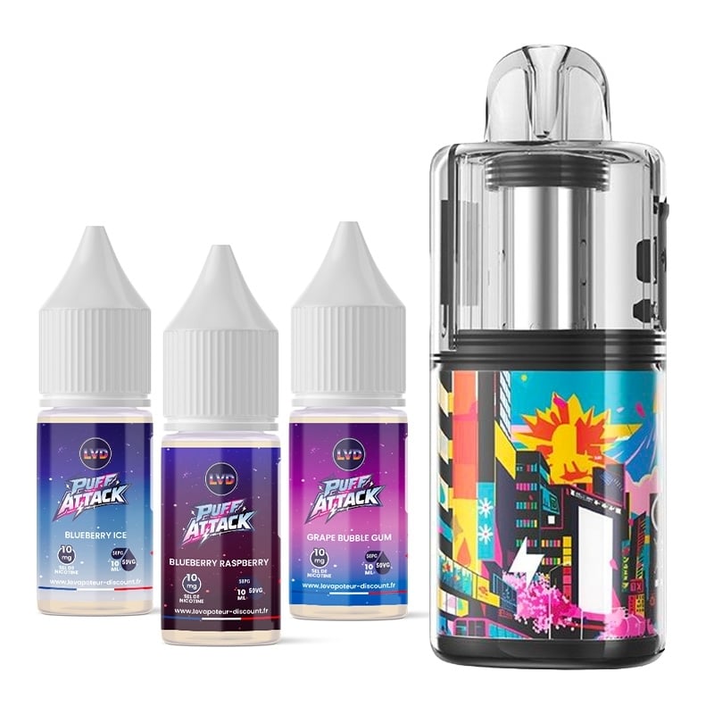 Kit Kloud 35K Urban Black + 3 e-liquides Puff Attack - GeekVape x LVD