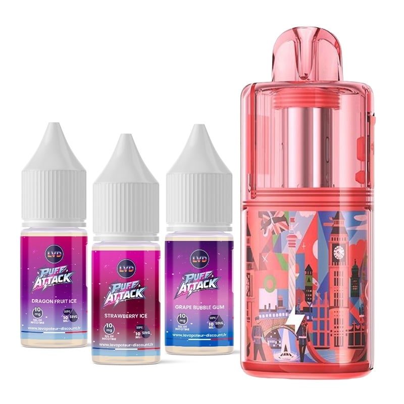 Kit Kloud 35K Vintage Red + 3 e-liquides Puff Attack - GeekVape