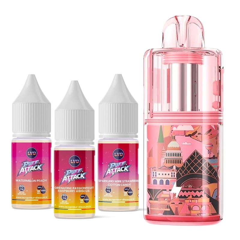 Kit Kloud 35K Charm Rosy + 3 e-liquides Puff Attack - GeekVape