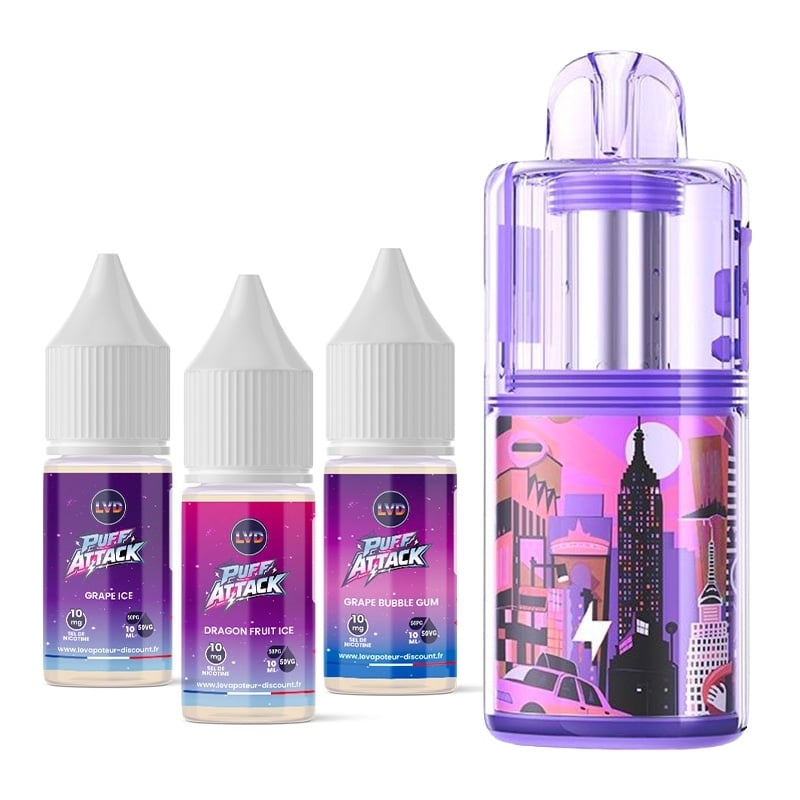 Kit Kloud 35K Liberty Purple + 3 e-liquides Puff Attack - GeekVape