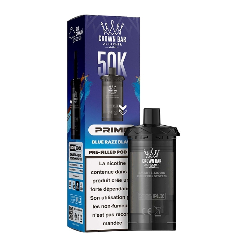 Cartouche Crown Bar HyperMax Prime 50K Blue Razz Blast 10 ml - Al Fakher pas cher