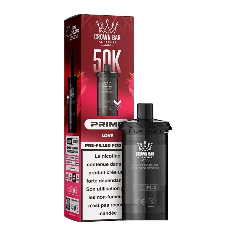 Cartouche Crown Bar HyperMax Prime 50K Love 10 ml - Al Fakher pas cher