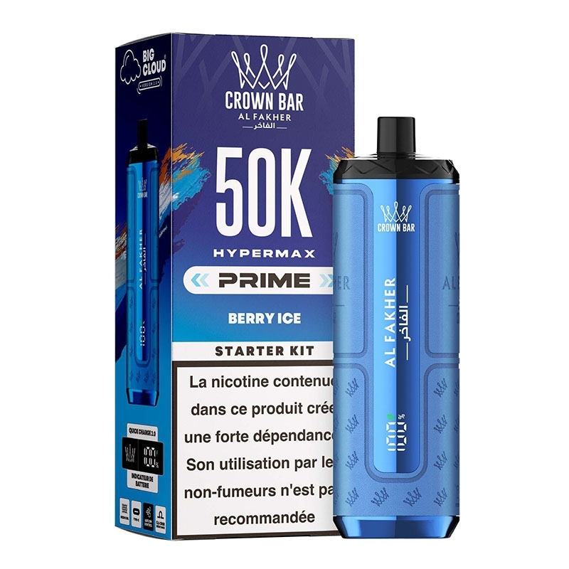 Puff Crown Bar HyperMax Prime 50K Berry Ice - Al Fakher | Le Vapoteur Discount
