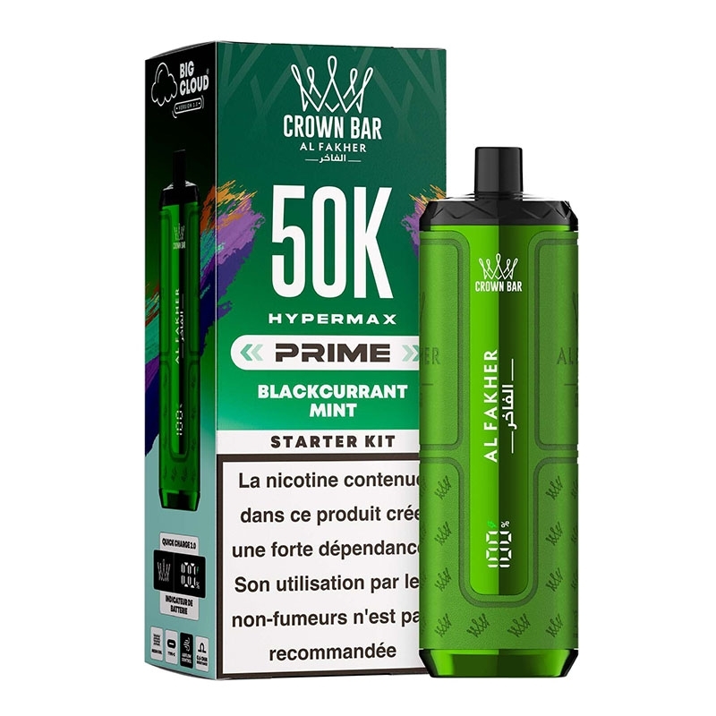 Puff Crown Bar HyperMax Prime 50K Blackcurrant Mint - Al Fakher | Le Vapoteur Discount