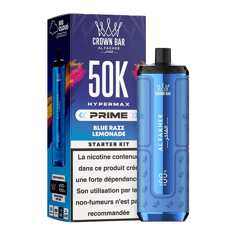 Puff Crown Bar HyperMax Prime 50K Blue Razz Lemonade - Al Fakher | Le Vapoteur Discount