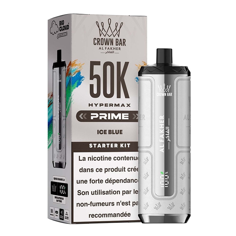 Puff Crown Bar HyperMax Prime 50K Ice Blue - Al Fakher | Le Vapoteur Discount