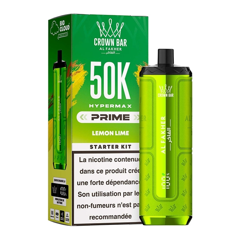 Puff Crown Bar HyperMax Prime 50K Lemon Lime - Al Fakher | Le Vapoteur Discount